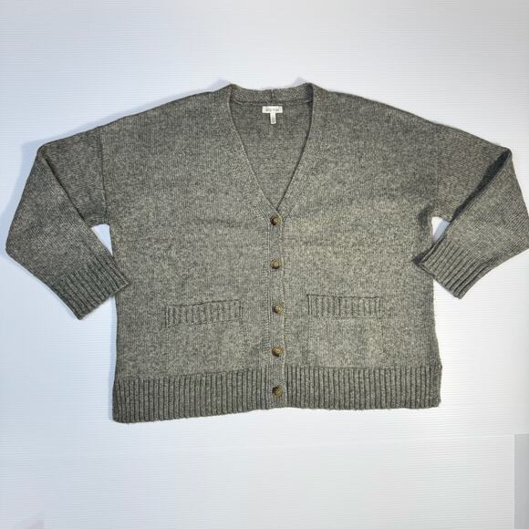 Ella Moss Cardigan Sweater Large Olive Green Minimalist Cozy Casual Layering - Picture 12 of 16